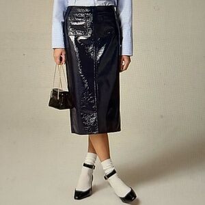 NWT - J.Crew navy blue faux patent vegan leather Size 2